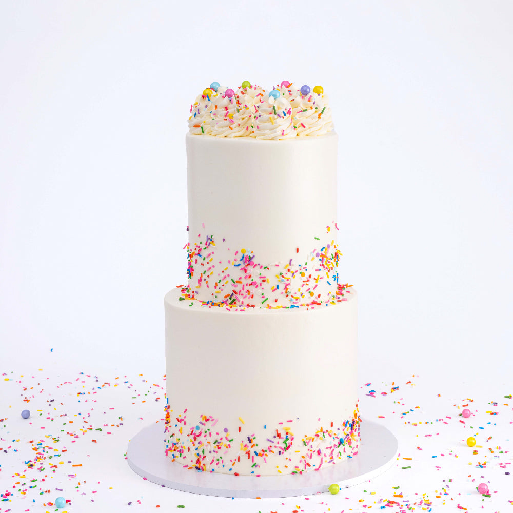 2 Tier Ultimate Confetti Birthday Cake Delivery Los Angeles