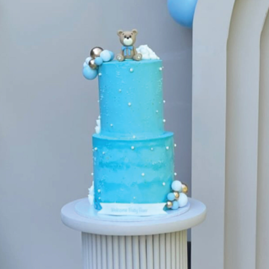 Teddy Bear Cake | Baby Boy Blue - Sweet E's Bake Shop - The Cake Shop