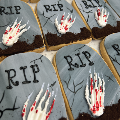Tombston RIP Custom Cookies - Sweet E's Bake Shop - The Cake Shop