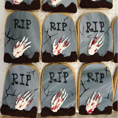 Tombston RIP Custom Cookies - Sweet E's Bake Shop - The Cake Shop