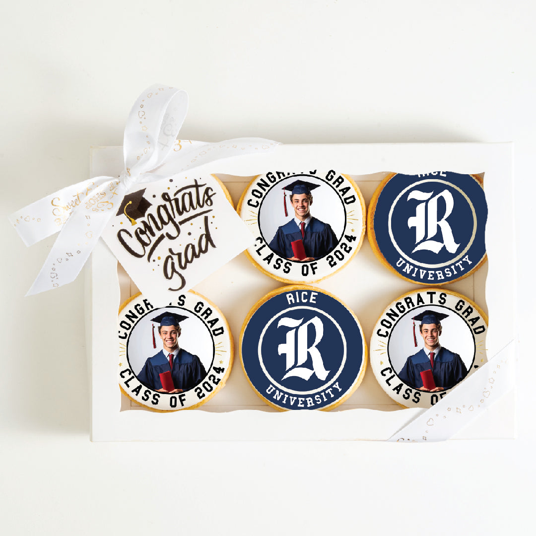 Custom Grad Cookies | Rice University | Upload your photo - Sweet E's Bake Shop - The Cookie Shop