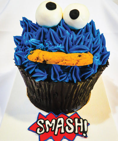 Cookies Monster blue Smash Cake - Sweet E's Bake Shop - The Cake Shop