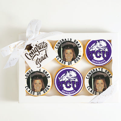 Custom Grad Cookies | Texas Christian University | Upload your photo - Sweet E's Bake Shop - The Cookie Shop