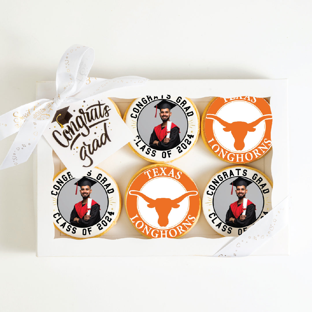 Custom Grad Cookies | University of Texas | Upload your photo - Sweet E's Bake Shop - The Cookie Shop