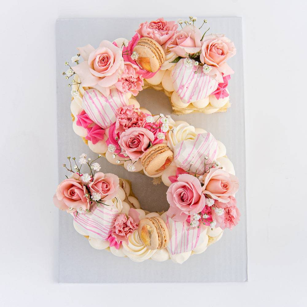Letter & Number Floral Cake - Sweet E's Bake Shop