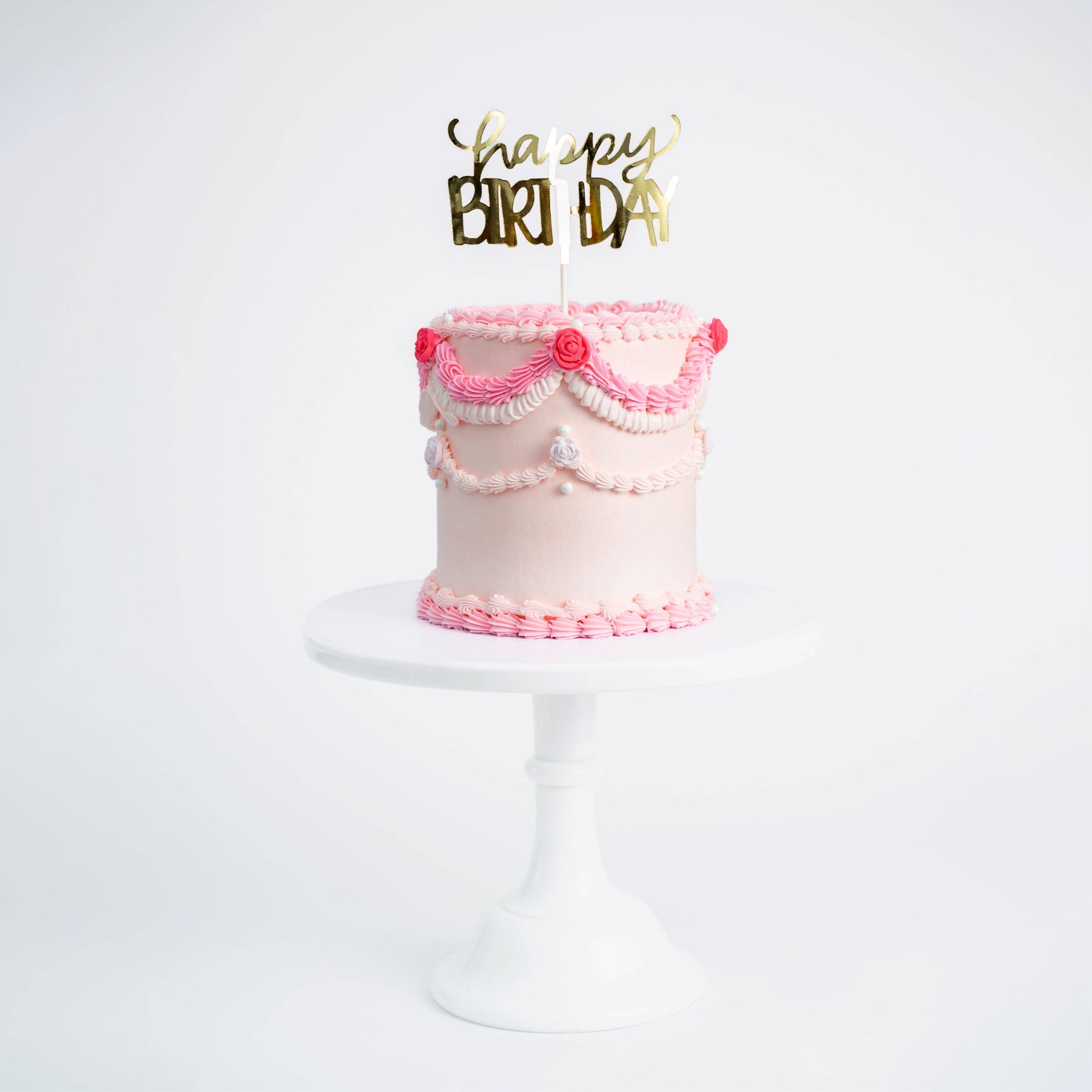 Sweet Pink Vintage Birthday Cake Delivery Los Angeles & Nearby