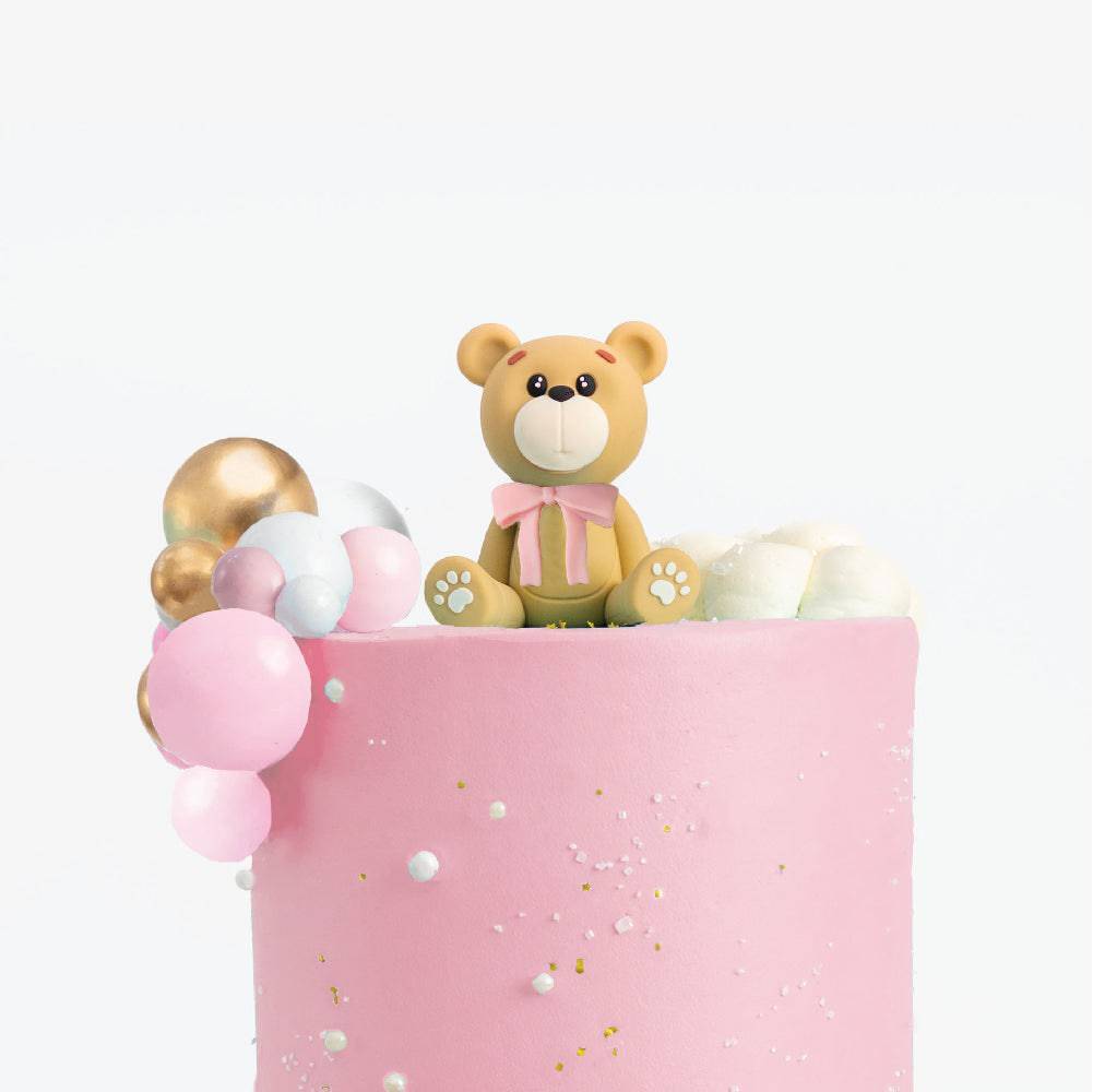 Teddy Bear Cake | Baby Girl Pink - Sweet E's Bake Shop