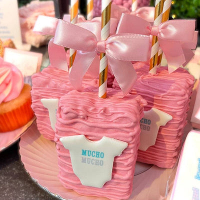 Baby Shower Chocolate Dipped Rice Krispies - Sweet E's Bake Shop