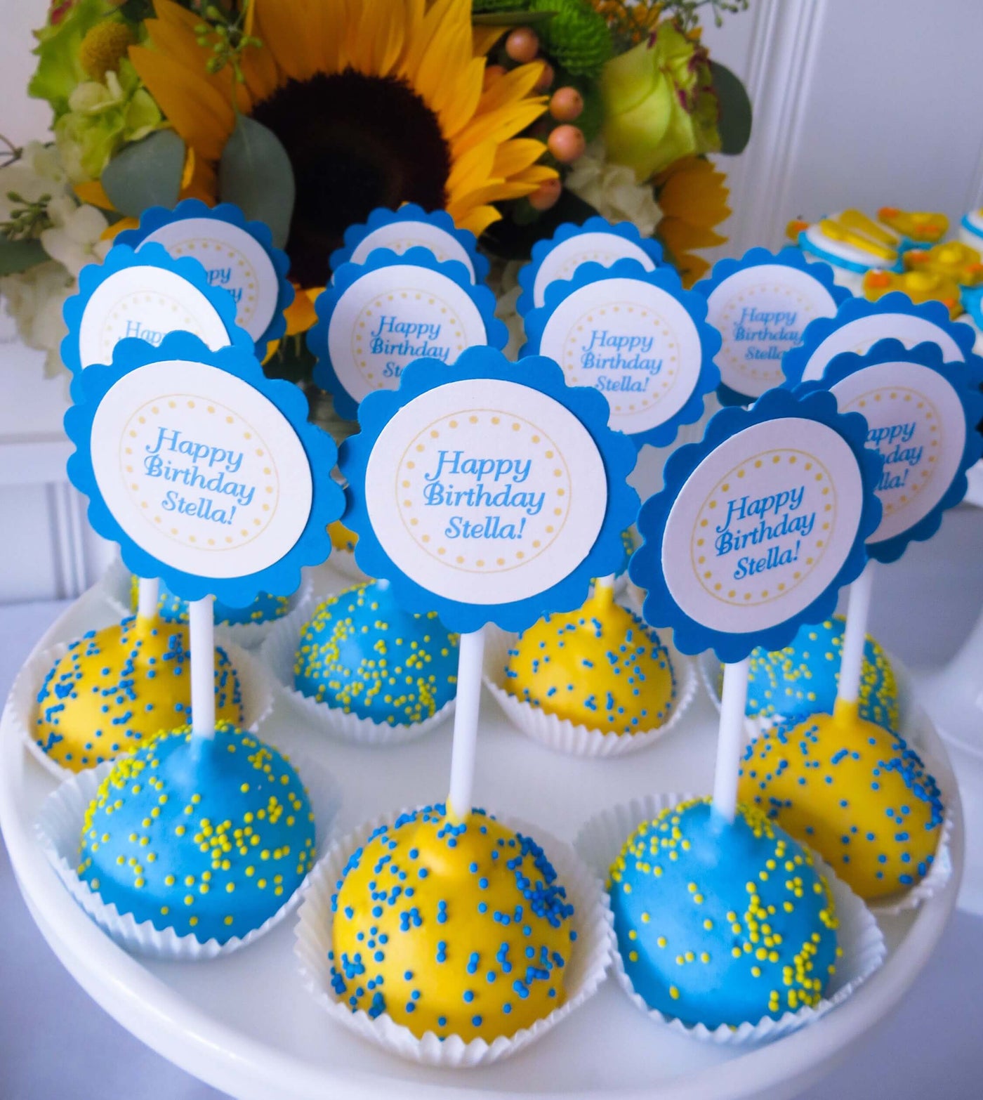 Blue And Yellow Cake Pops - Sweet E's Bake Shop