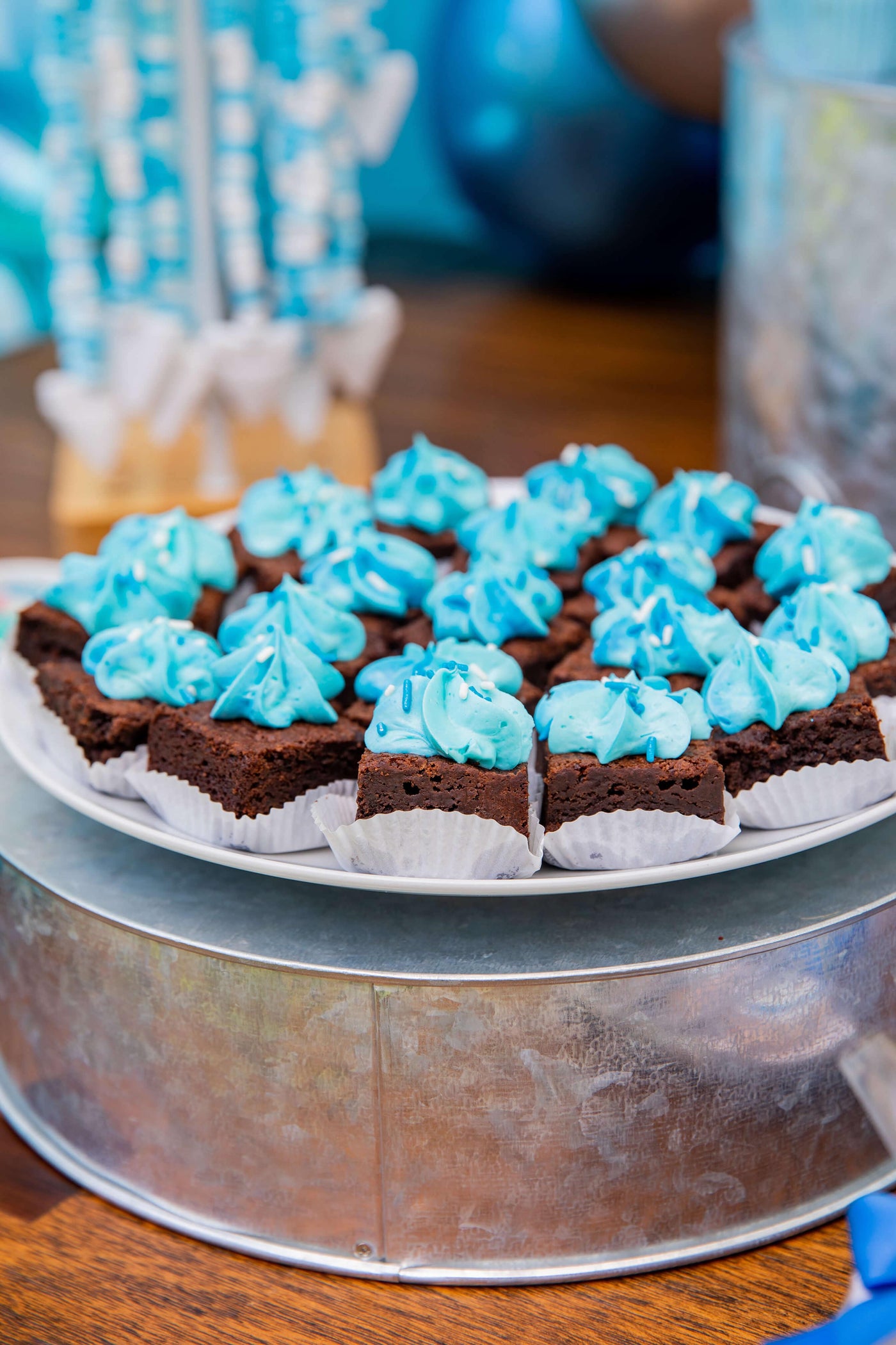 Brownie Bites Blue Frosting Swirl - Sweet E's Bake Shop