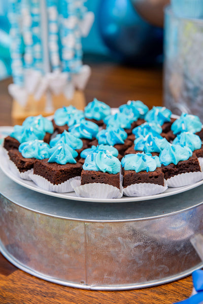 Brownie Bites Blue Frosting Swirl - Sweet E's Bake Shop