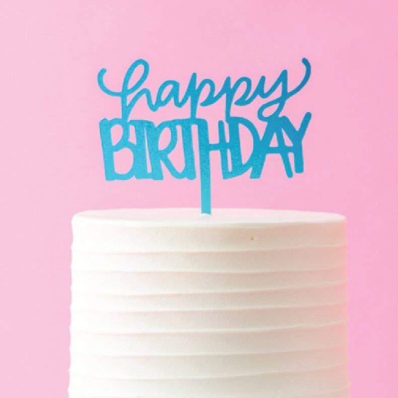 Blue Shimmer | Happy Birthday Cake Topper - Sweet E's Bake Shop