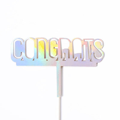 Congrats Cake Topper | Silver - Sweet E's Bake Shop