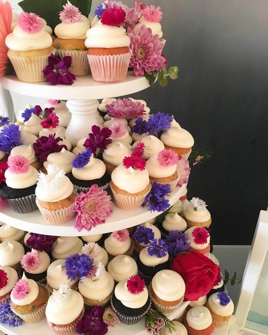 Cupcakes with Edible Flowers - Sweet E's Bake Shop