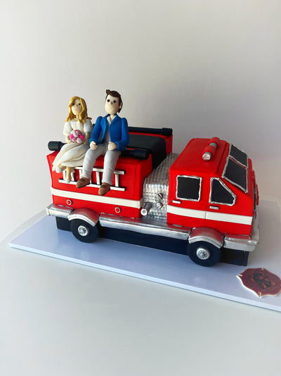 Firetrucks Engagement Cake - Sweet E's Bake Shop - The Cake Shop