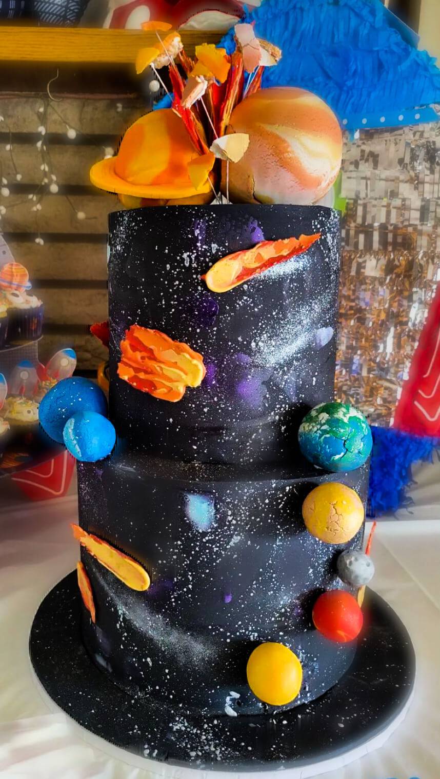 Galaxy Tiered Cake - Sweet E's Bake Shop