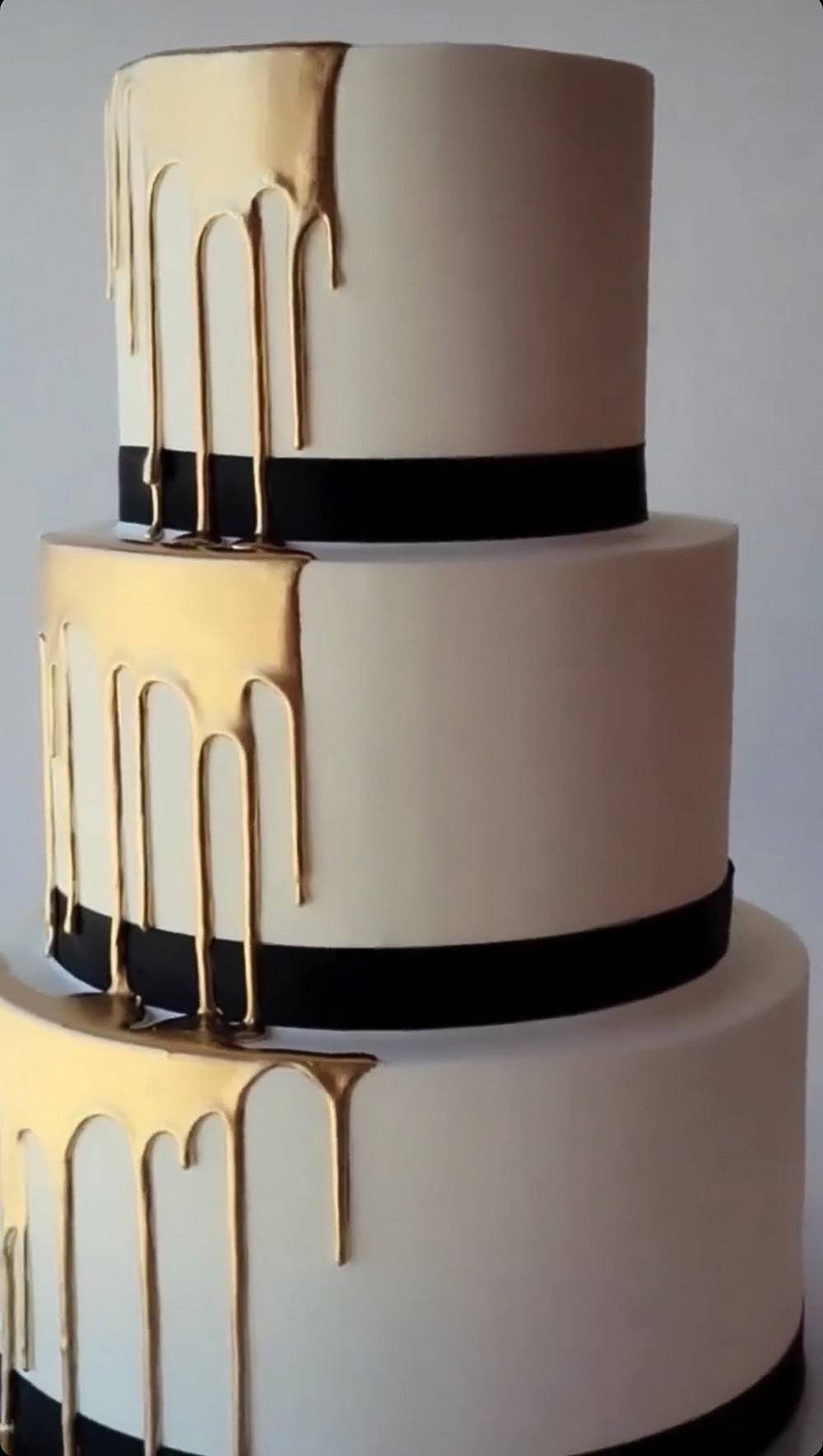 Gold Drip Tiered Cake - Sweet E's Bake Shop