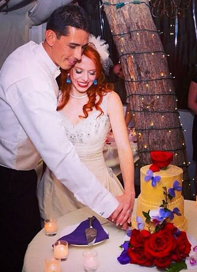 Gold & Red Wedding Cake - Sweet E's Bake Shop