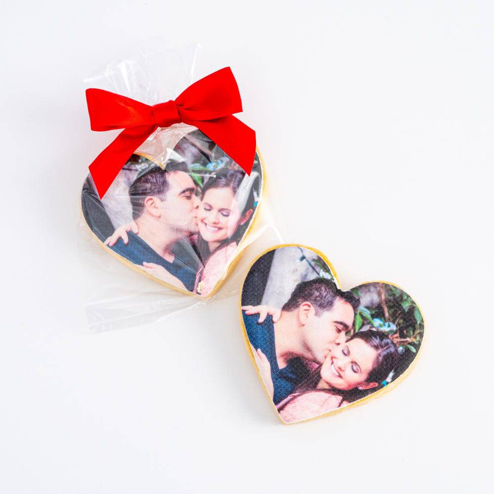 Heart Photo Cookie Favors | Bulk with Ribbon | Upload Your Artwork - Sweet E's Bake Shop