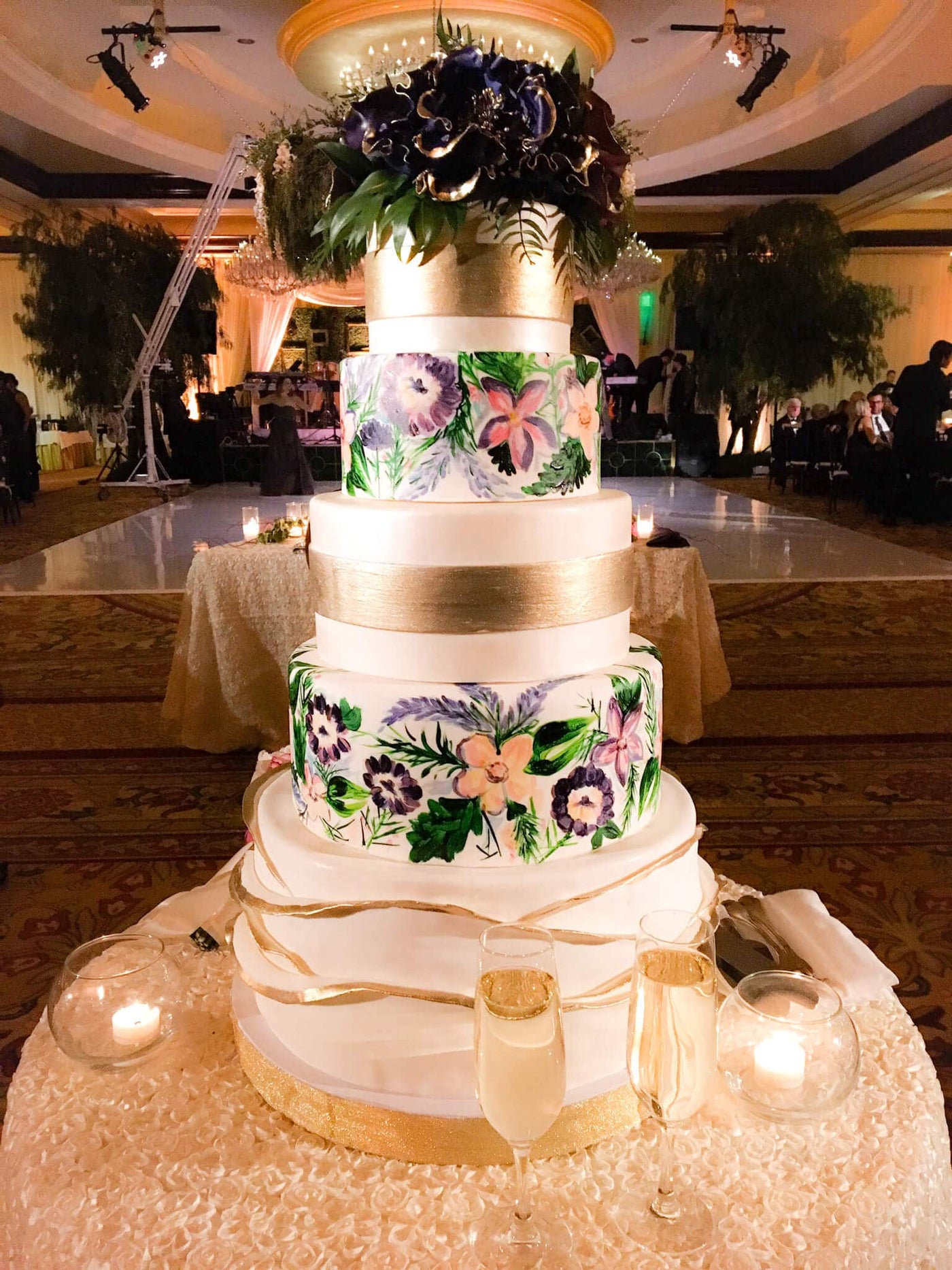 Hand Painted Wedding Cake - Sweet E's Bake Shop