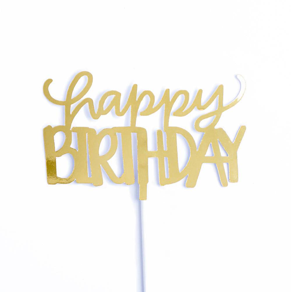 Happy Birthday Cake Topper | Gold - Sweet E's Bake Shop