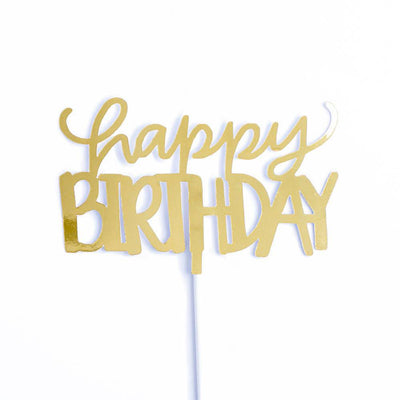 Happy Birthday Cake Topper | Gold - Sweet E's Bake Shop