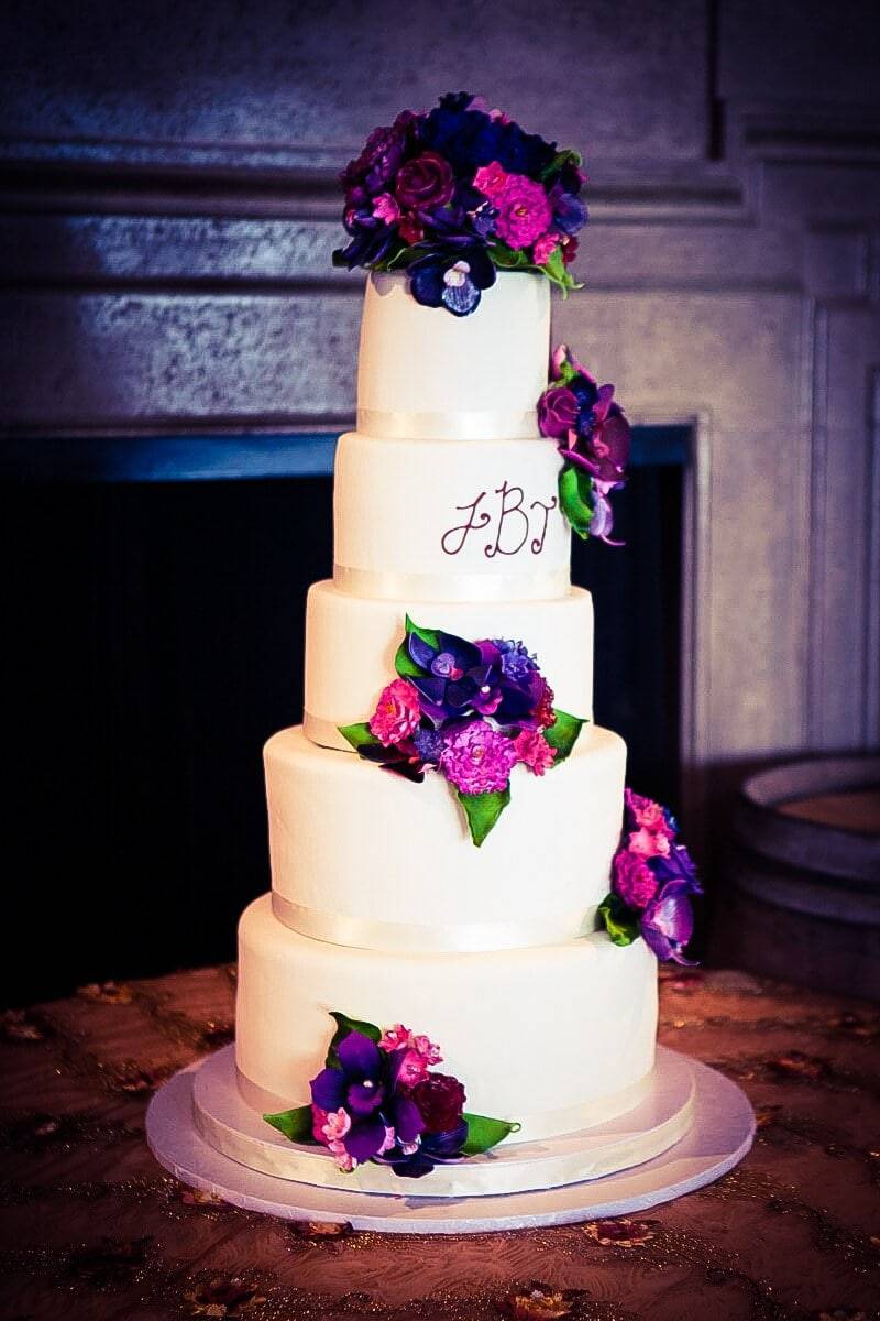 Jewel Tone Flower Wedding Cake - Sweet E's Bake Shop