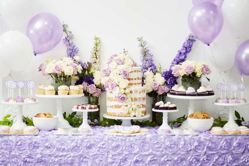 Lavender Birthday Dessert Table - Sweet E's Bake Shop