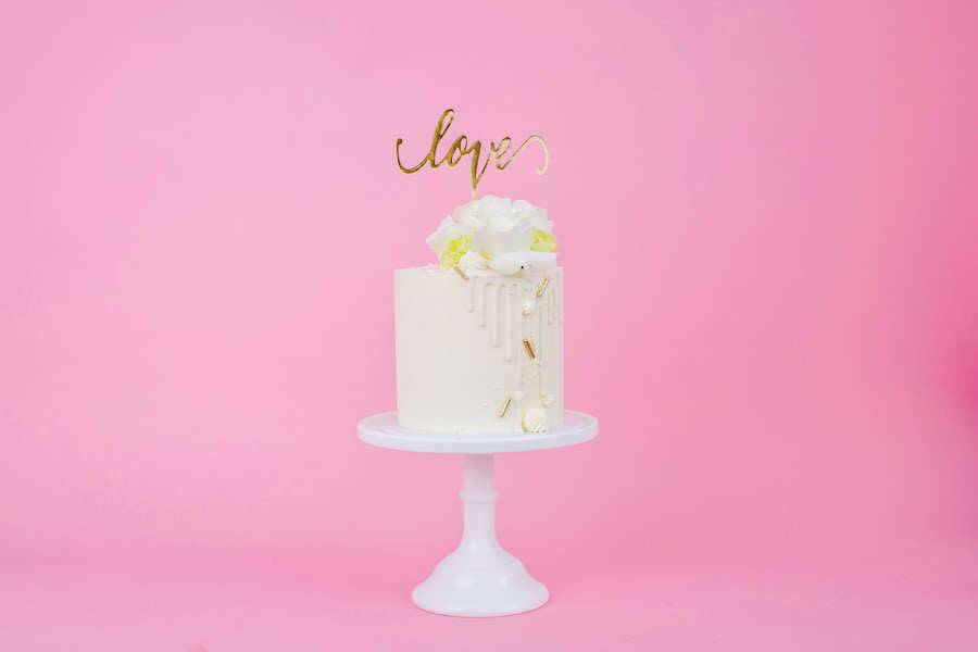 Love White Drip Cake - Sweet E's Bake Shop