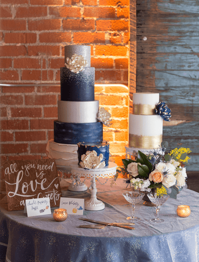Navy & Gold Cakes - Sweet E's Bake Shop