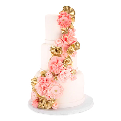 Pink & Gold Flower Cake - Sweet E's Bake Shop