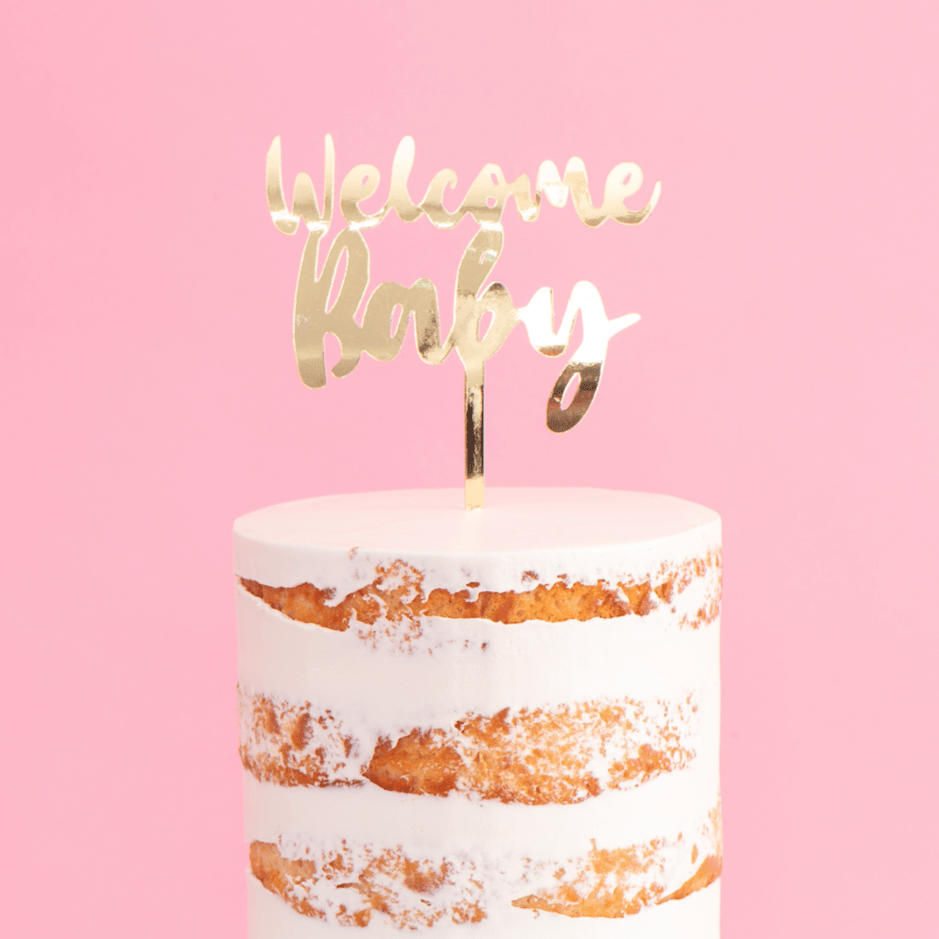 Welcome Baby Cake Topper | Gold - Sweet E's Bake Shop