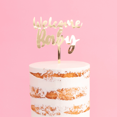 Welcome Baby Cake Topper | Gold - Sweet E's Bake Shop