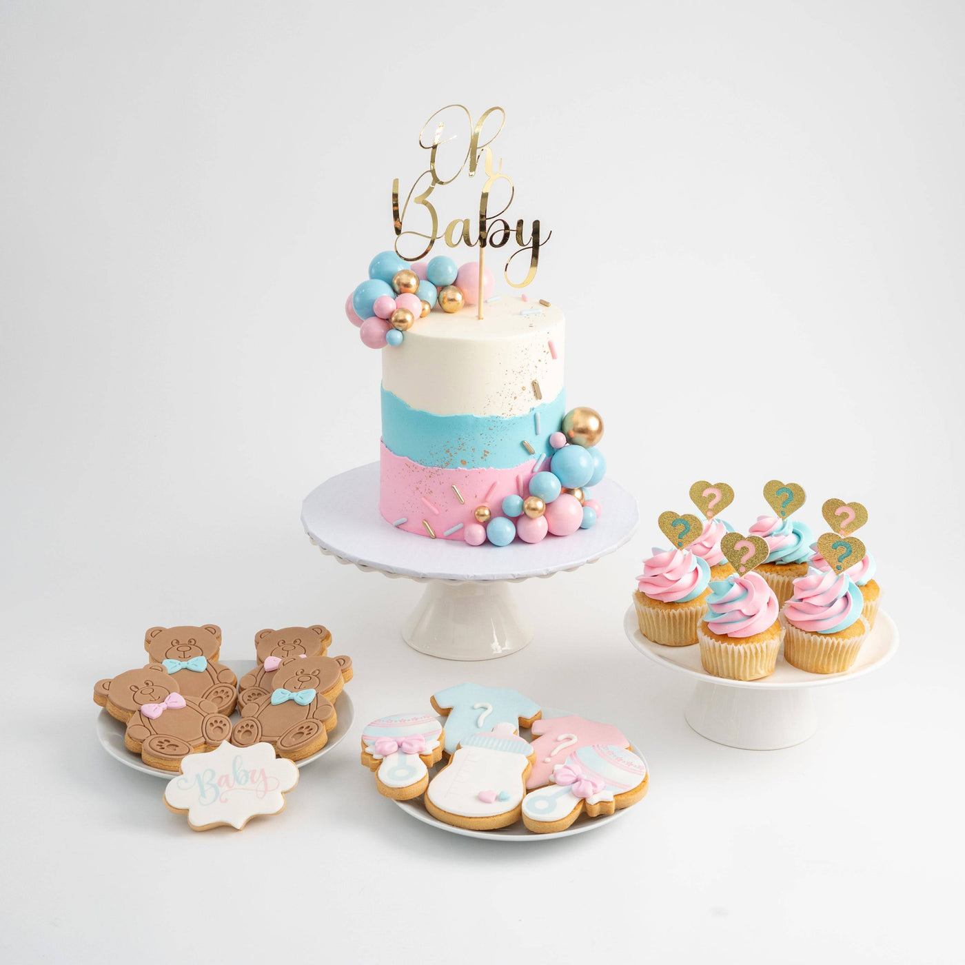 Cadeau gender reveal party duo bodies cupcakes vert - Babys Cakes