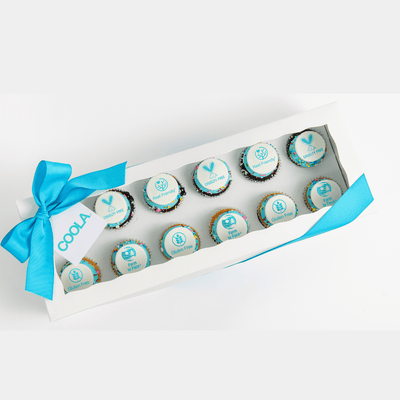 Custom Logo Cupcakes (12 Pack Gift Box) | Upload Your Artwork - Sweet E's Bake Shop