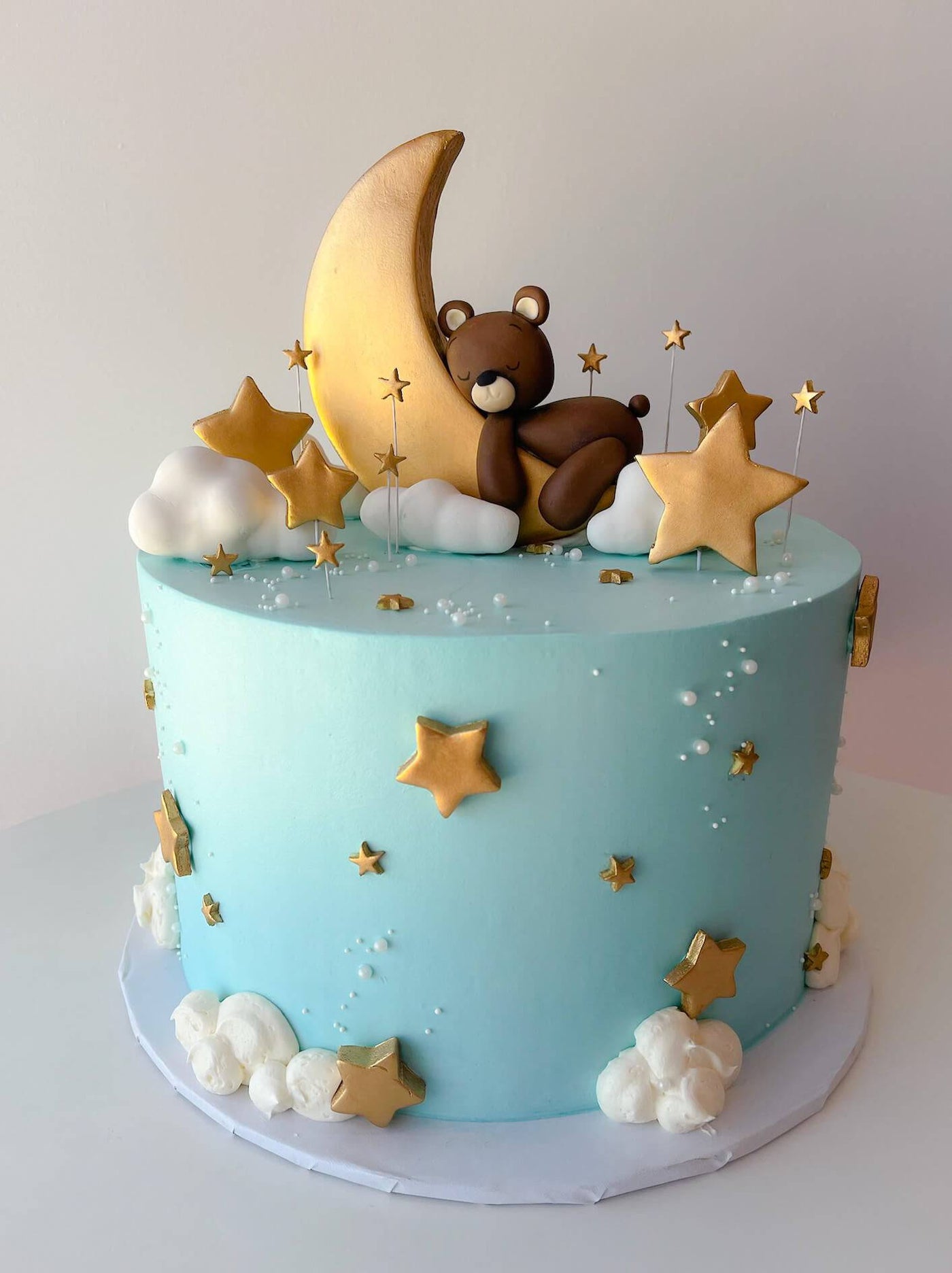 Sweet Sleeping Bear Baby Shower Cake - Sweet E's Bake Shop
