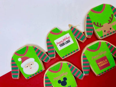 Ugly Sweater Logo Cookies - Sweet E's Bake Shop