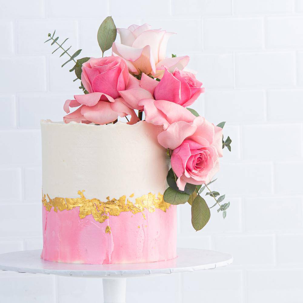 Gold Blossom Cake - Sweet E's Bake Shop
