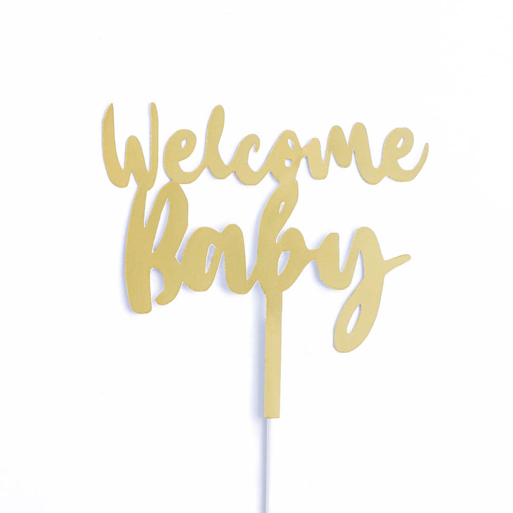 Welcome Baby Cake Topper | Gold - Sweet E's Bake Shop