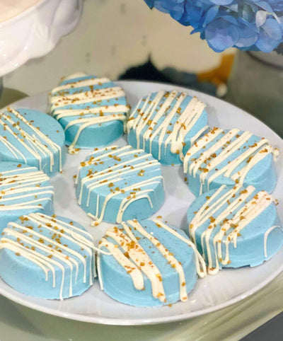 White Drizzle Blue Oreos - Sweet E's Bake Shop