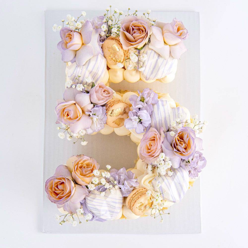 Letter & Number Floral Cake - Sweet E's Bake Shop