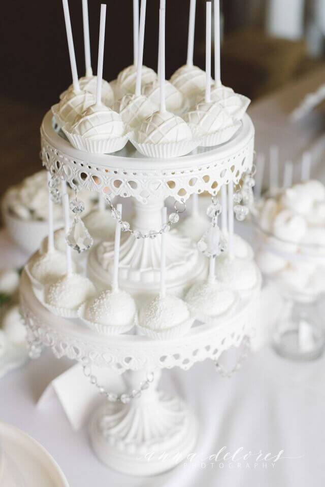 White Cake Pops Delores Wedding - Sweet E's Bake Shop